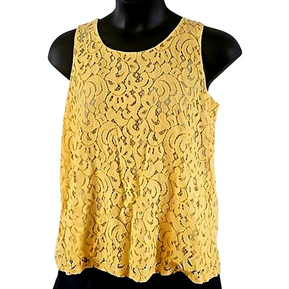 Charter Club Women's Plus Size Sleeveless Lace Blouse - Yellow - 0X - Picture 3 of 7